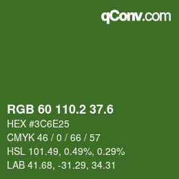 カラーコード: RGB 60 110.2 37.6 | qconv.com