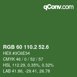 カラーコード: RGB 60 110.2 52.6 | qconv.com