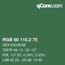 カラーコード: RGB 60 110.2 75 | qconv.com