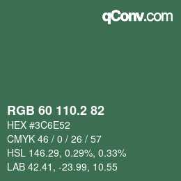 カラーコード: RGB 60 110.2 82 | qconv.com