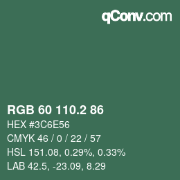 カラーコード: RGB 60 110.2 86 | qconv.com