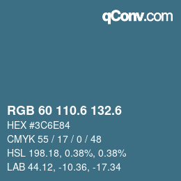 カラーコード: RGB 60 110.6 132.6 | qconv.com