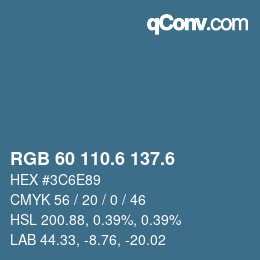 カラーコード: RGB 60 110.6 137.6 | qconv.com