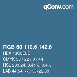 カラーコード: RGB 60 110.6 142.6 | qconv.com