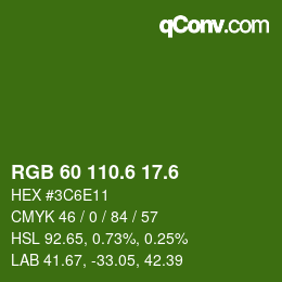 カラーコード: RGB 60 110.6 17.6 | qconv.com