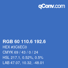 カラーコード: RGB 60 110.6 192.6 | qconv.com