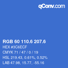 カラーコード: RGB 60 110.6 207.6 | qconv.com