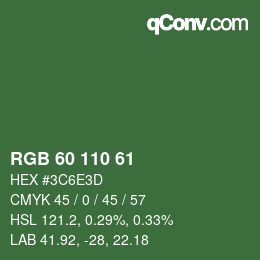 カラーコード: RGB 60 110 61 | qconv.com