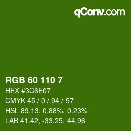 カラーコード: RGB 60 110 7 | qconv.com