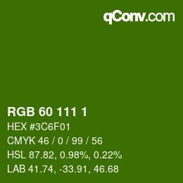 カラーコード: RGB 60 111 1 | qconv.com