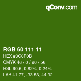 颜色代码: RGB 60 111 11 | qconv.com