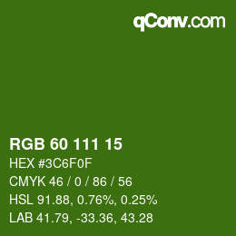 カラーコード: RGB 60 111 15 | qconv.com