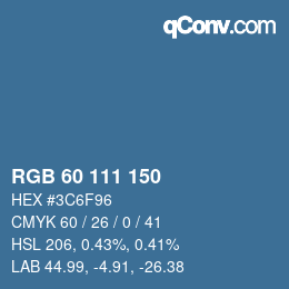 颜色代码: RGB 60 111 150 | qconv.com