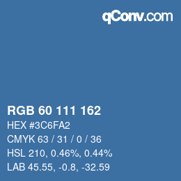 カラーコード: RGB 60 111 162 | qconv.com