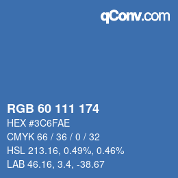 カラーコード: RGB 60 111 174 | qconv.com