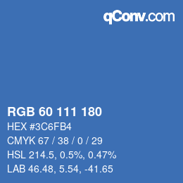 颜色代码: RGB 60 111 180 | qconv.com