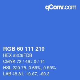 カラーコード: RGB 60 111 219 | qconv.com