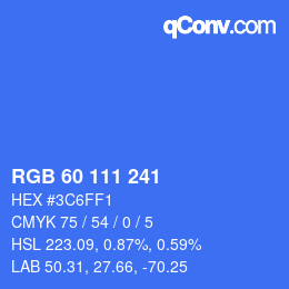 Color code: RGB 60 111 241 | qconv.com
