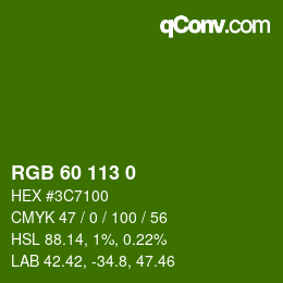 颜色代码: RGB 60 113 0 | qconv.com