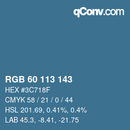 カラーコード: RGB 60 113 143 | qconv.com