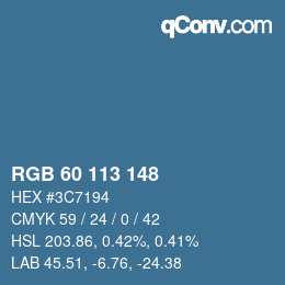 カラーコード: RGB 60 113 148 | qconv.com
