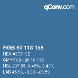 カラーコード: RGB 60 113 158 | qconv.com
