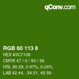 カラーコード: RGB 60 113 8 | qconv.com
