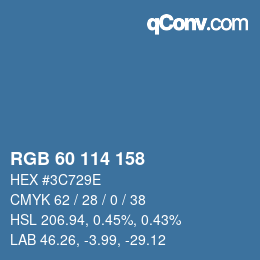 カラーコード: RGB 60 114 158 | qconv.com
