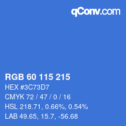 カラーコード: RGB 60 115 215 | qconv.com