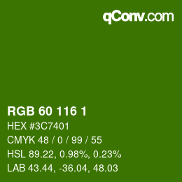 Color code: RGB 60 116 1 | qconv.com