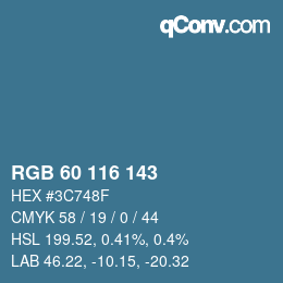 Color code: RGB 60 116 143 | qconv.com