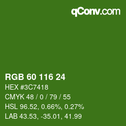 カラーコード: RGB 60 116 24 | qconv.com