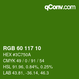 Color code: RGB 60 117 10 | qconv.com