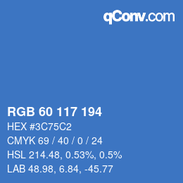 カラーコード: RGB 60 117 194 | qconv.com