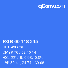 カラーコード: RGB 60 118 245 | qconv.com