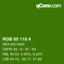 カラーコード: RGB 60 118 4 | qconv.com