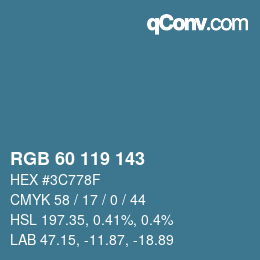 Color code: RGB 60 119 143 | qconv.com