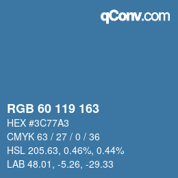 カラーコード: RGB 60 119 163 | qconv.com