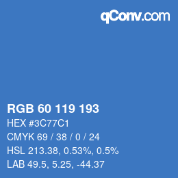 カラーコード: RGB 60 119 193 | qconv.com