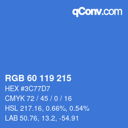 カラーコード: RGB 60 119 215 | qconv.com