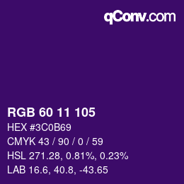 カラーコード: RGB 60 11 105 | qconv.com
