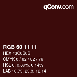 颜色代码: RGB 60 11 11 | qconv.com