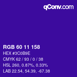 カラーコード: RGB 60 11 158 | qconv.com