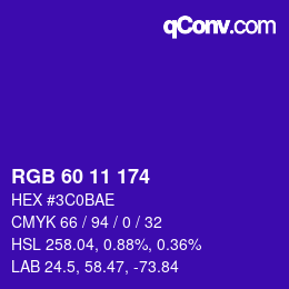 カラーコード: RGB 60 11 174 | qconv.com