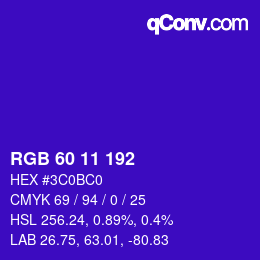 颜色代码: RGB 60 11 192 | qconv.com
