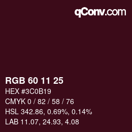 Color code: RGB 60 11 25 | qconv.com