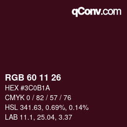 カラーコード: RGB 60 11 26 | qconv.com