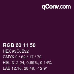 Color code: RGB 60 11 50 | qconv.com