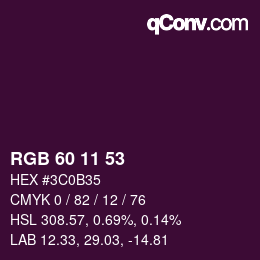カラーコード: RGB 60 11 53 | qconv.com