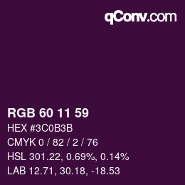 颜色代码: RGB 60 11 59 | qconv.com